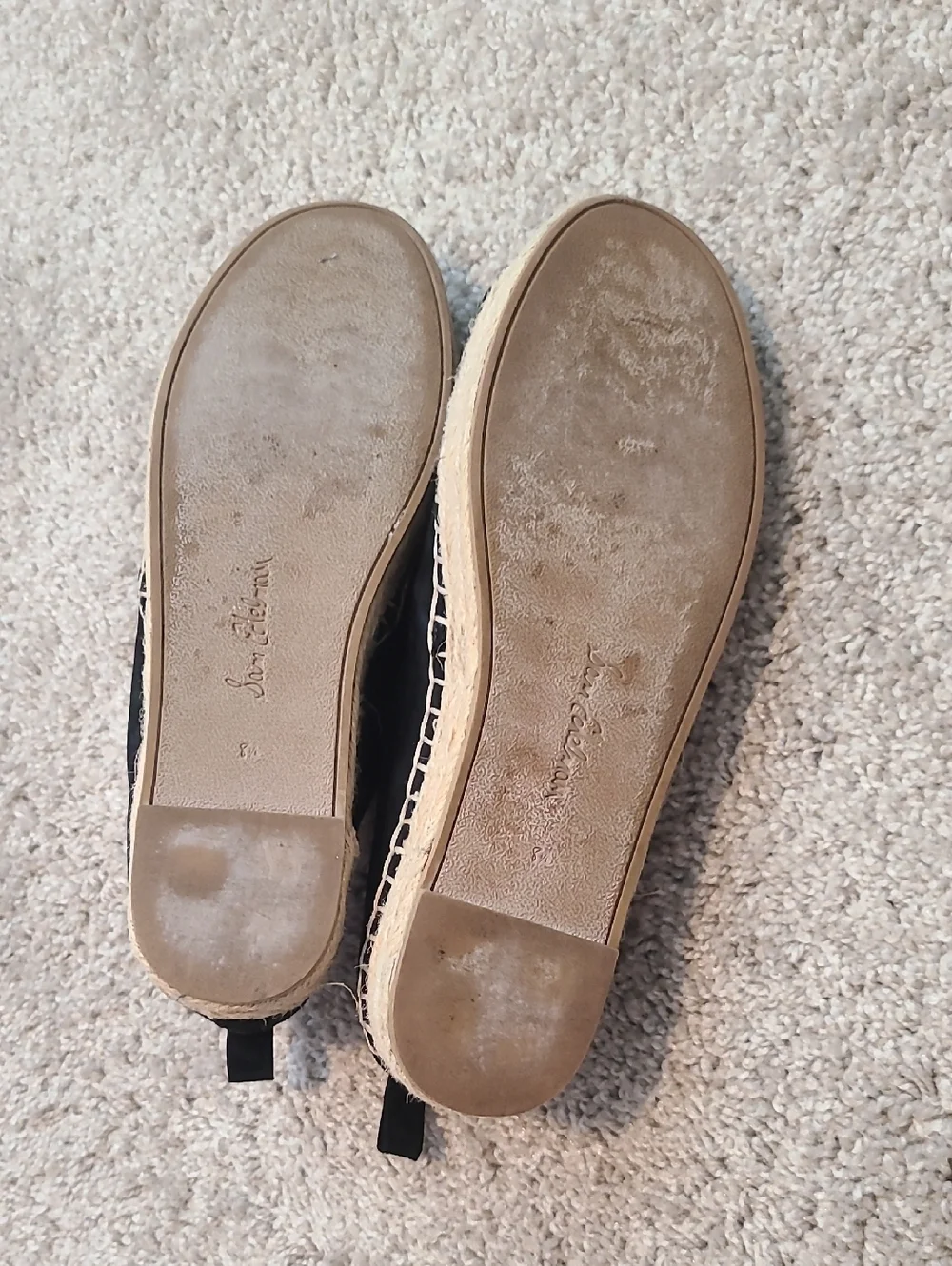 GUC Sam Edelman Carrin Espadrille Straw Black Suede Slip-ons Women's Sz 8.5M